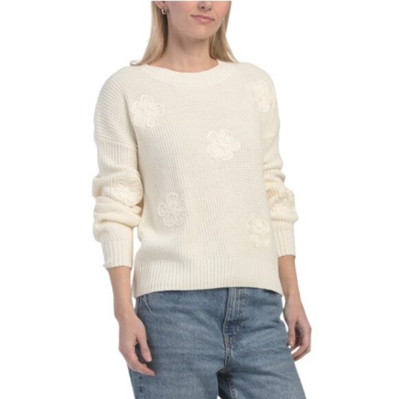 Laura Ashley Sweaters - LAURA ASHLEY Flower Soutache Sweater
